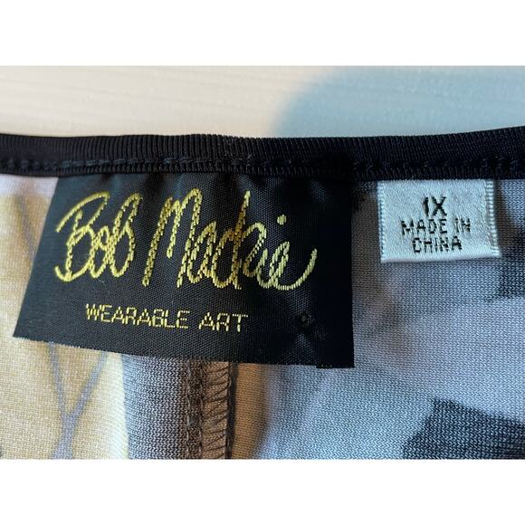 Bob Mackie Wearable Art Dress Sz 1X Tropical Floral Paradise Stretch Pullover - Picture 3 of 10